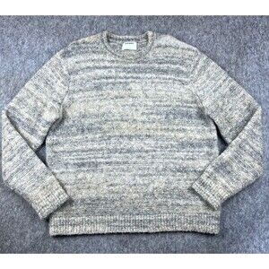 Old Navy Men's Sweater Knit Pullover Heather Gray/Beige Crewneck Wool Blend Sz L